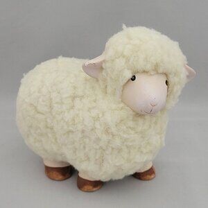 5" Ceramic Clay Fleece Faux Wool Woolly Sheep Figurine Farm Farmhouse Home Decor